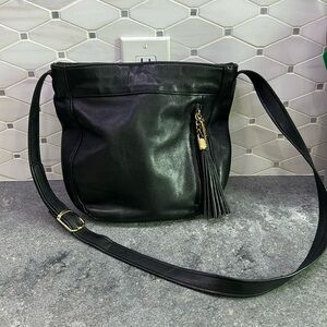 black Tignanello all leather shoulder bag